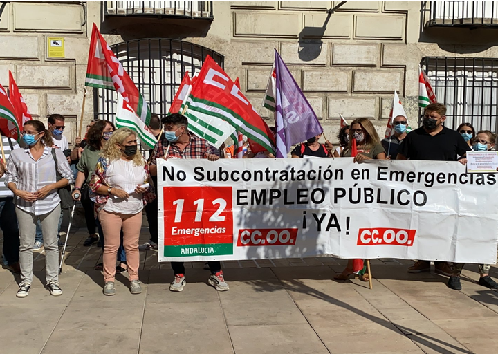 Trabajadores cristianos acompañan la movilización de los trabajadores de Emergencias 112 de Andalucía