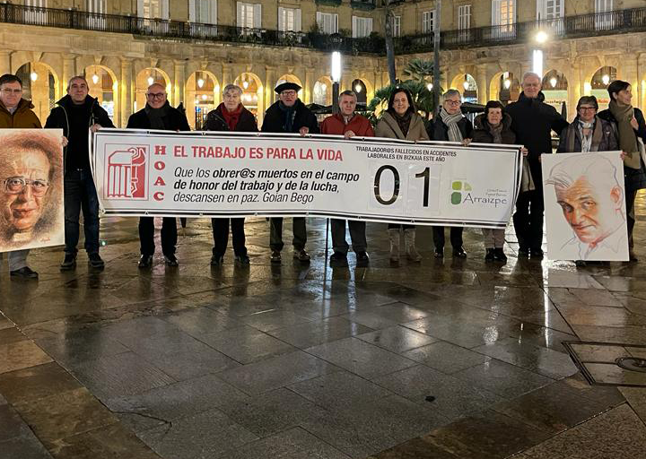 Gesto público contra de la siniestralidad laboral en la diócesis de Bilbao