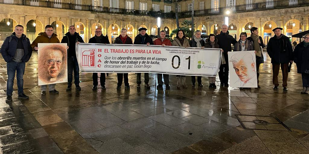 Gesto público contra de la siniestralidad laboral en la diócesis de Bilbao